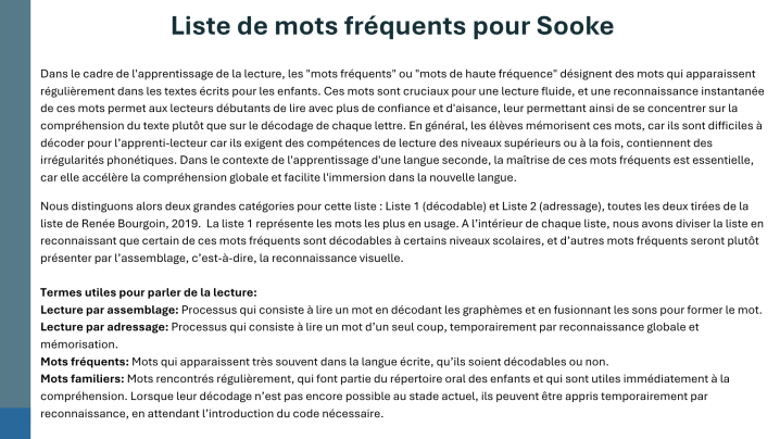 Liste de mots fréquents pour Sooke