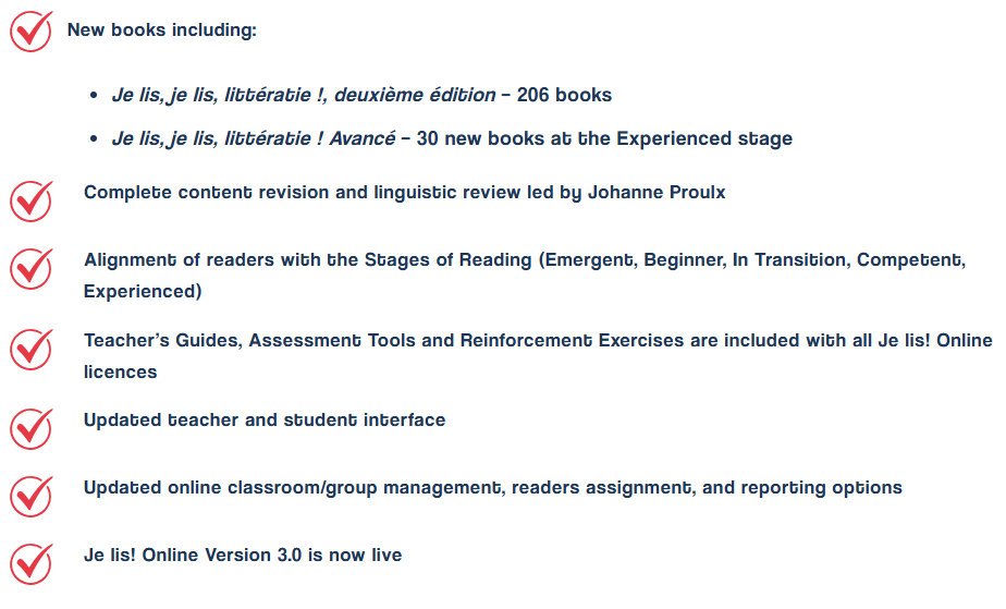 Je lis, je lis features