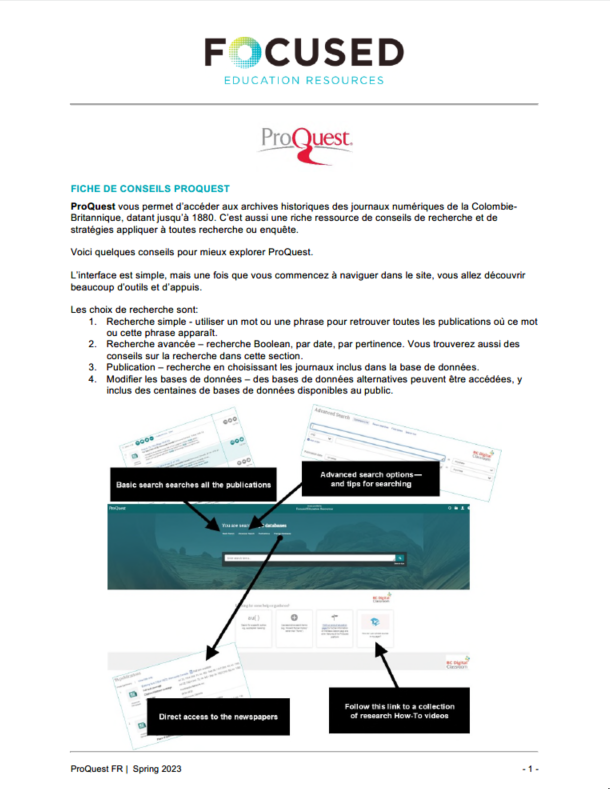 ProQuest French tip sheet