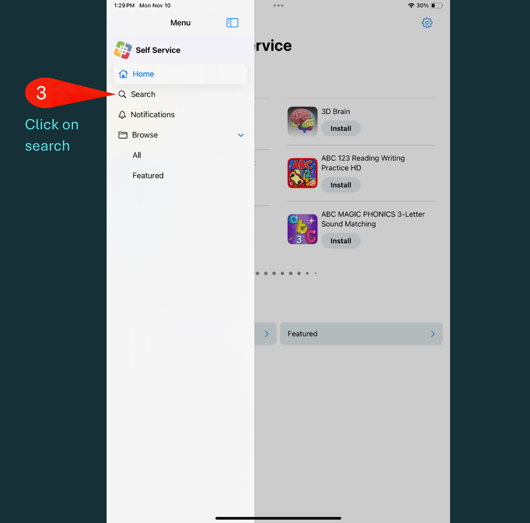 iPad Self Serve Menu